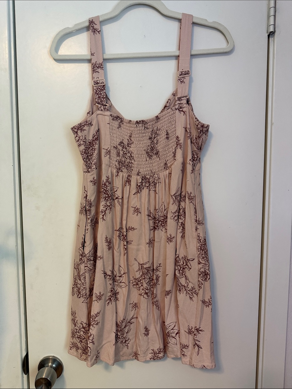 Old Navy Pink Midi Dress with Burgundy Floral Print - Picture 6 of 11